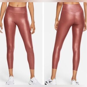 Nike Dri-Fit Icon Clash Legging Rose Gold Metallic Shimmer Size M NWT
